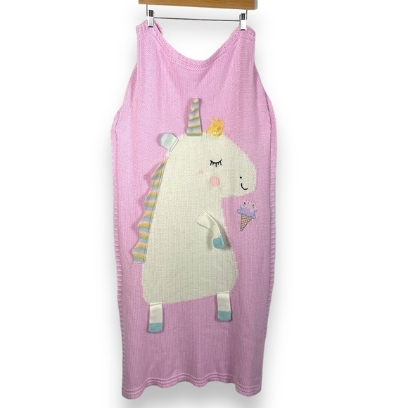 Handmade Unicorn 3D Knit Daycare School Naptime Blanket, Pink, Size 48x25 inches - Picture 7 of 10